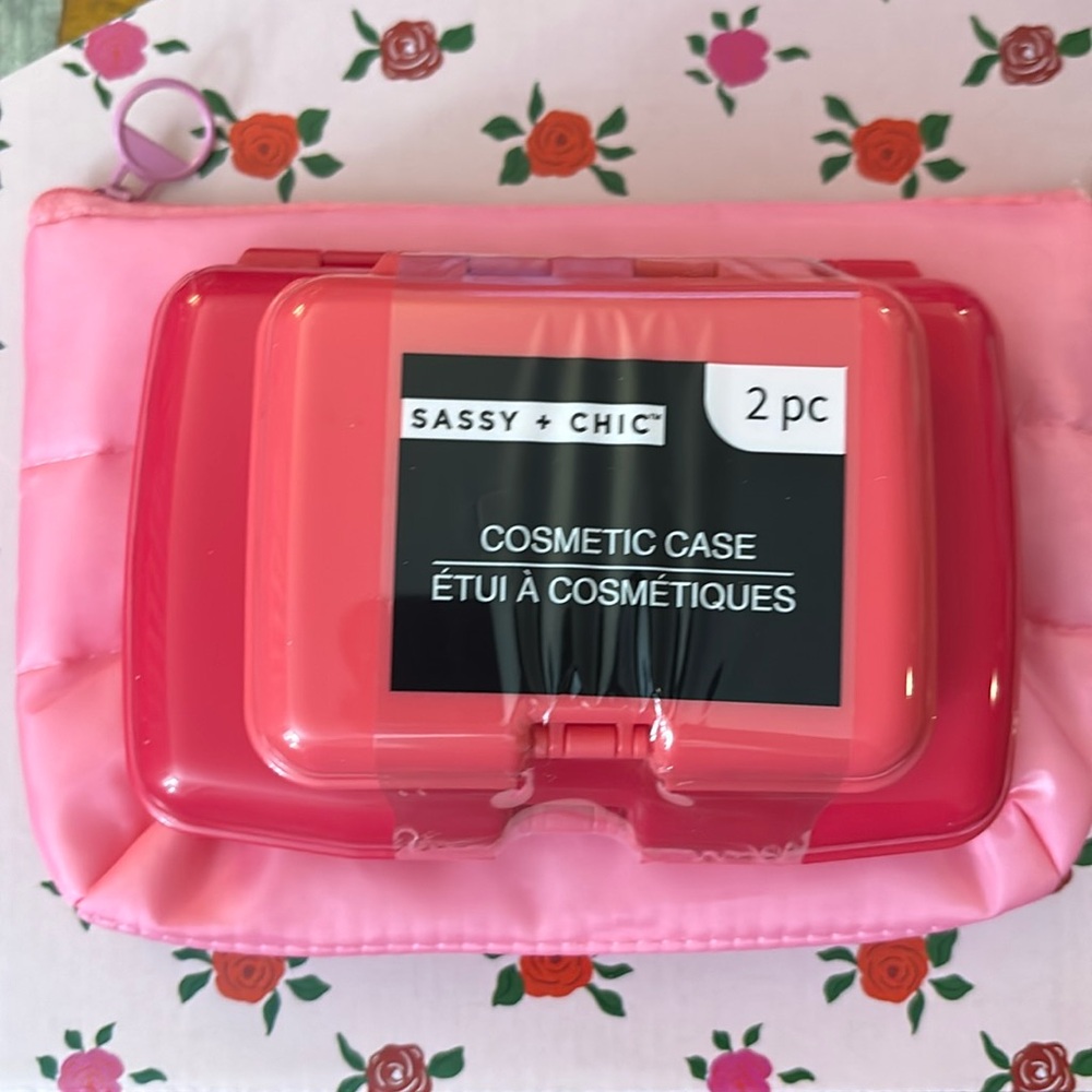 Two Small size cosmetic cases plus free zipper bag